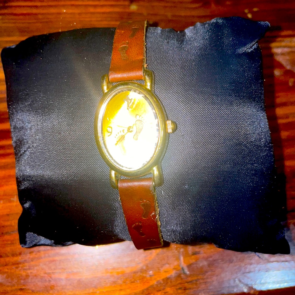 Footprints In Sand Women Watch. Band Is Vegan Leather.